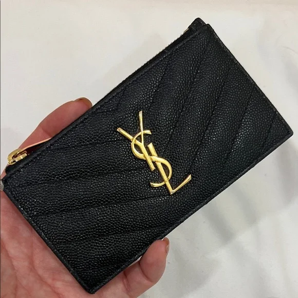 Saint Laurent Black Wallet with Gold Logo - Picture 2 of 4